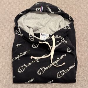 Champion Black Logo Hoodie XS